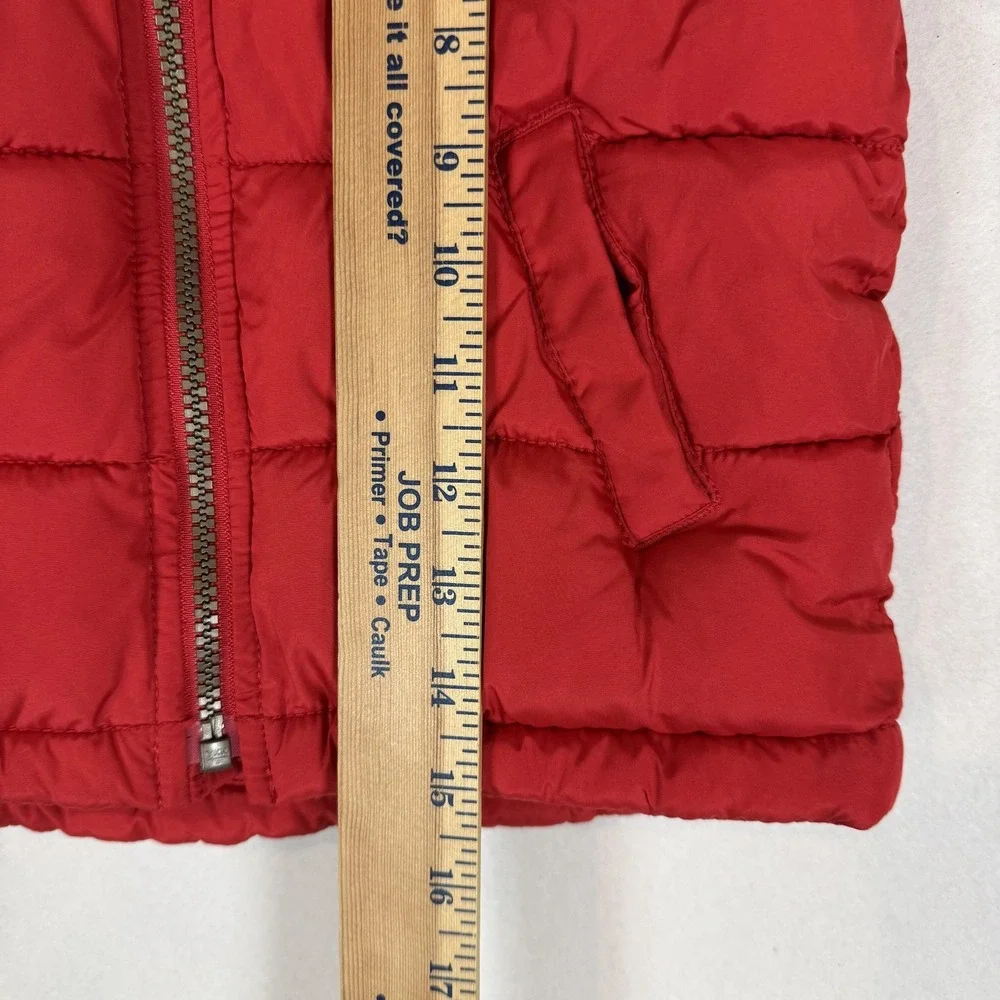 Old Navy Vest Boys 3T Red Frost Free Quilted Puffer Fleece Lined Zip Winter